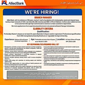Allied Bank Jobs 2024. allied Bank Manager jobs