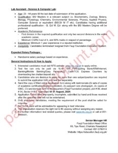 Fauji Foundation Jobs 2024 advertisement
